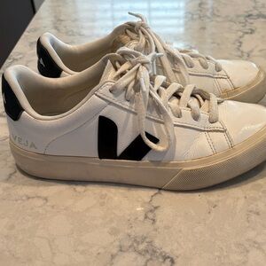 Veja White Sneakers with Black Accents